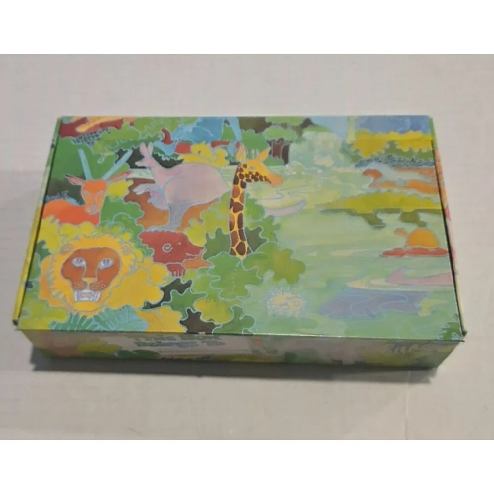 Vintage Jungle Creatures Animals School Pencil Box General Box Co Cardboard 1977